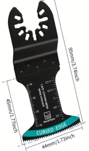 Monitoimikoneen kaareva terä 44mm puulle ja muoville