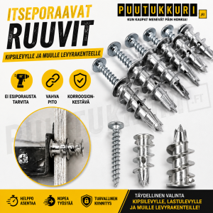 Kipsilevyankkuri + ruuvit 4 kpl