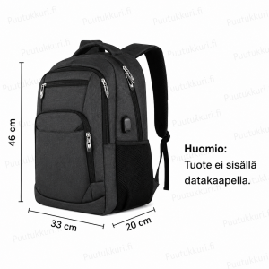 Suuri tietokonereppu kannettavalle (musta)