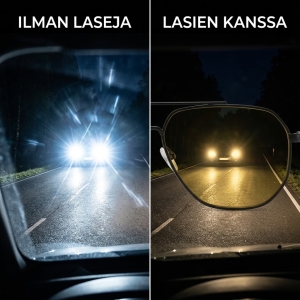 Yöajajat – Metalliset ajolasit keltaisella linssillä
