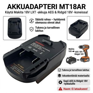 Akkuadapteri Robota/Makita akku- AEG18V/Ridgid18V kone